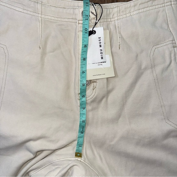 Miou Muse High Rise Barrel Pants Cream Baggy Relaxed Button Fly - Picture 6 of 12